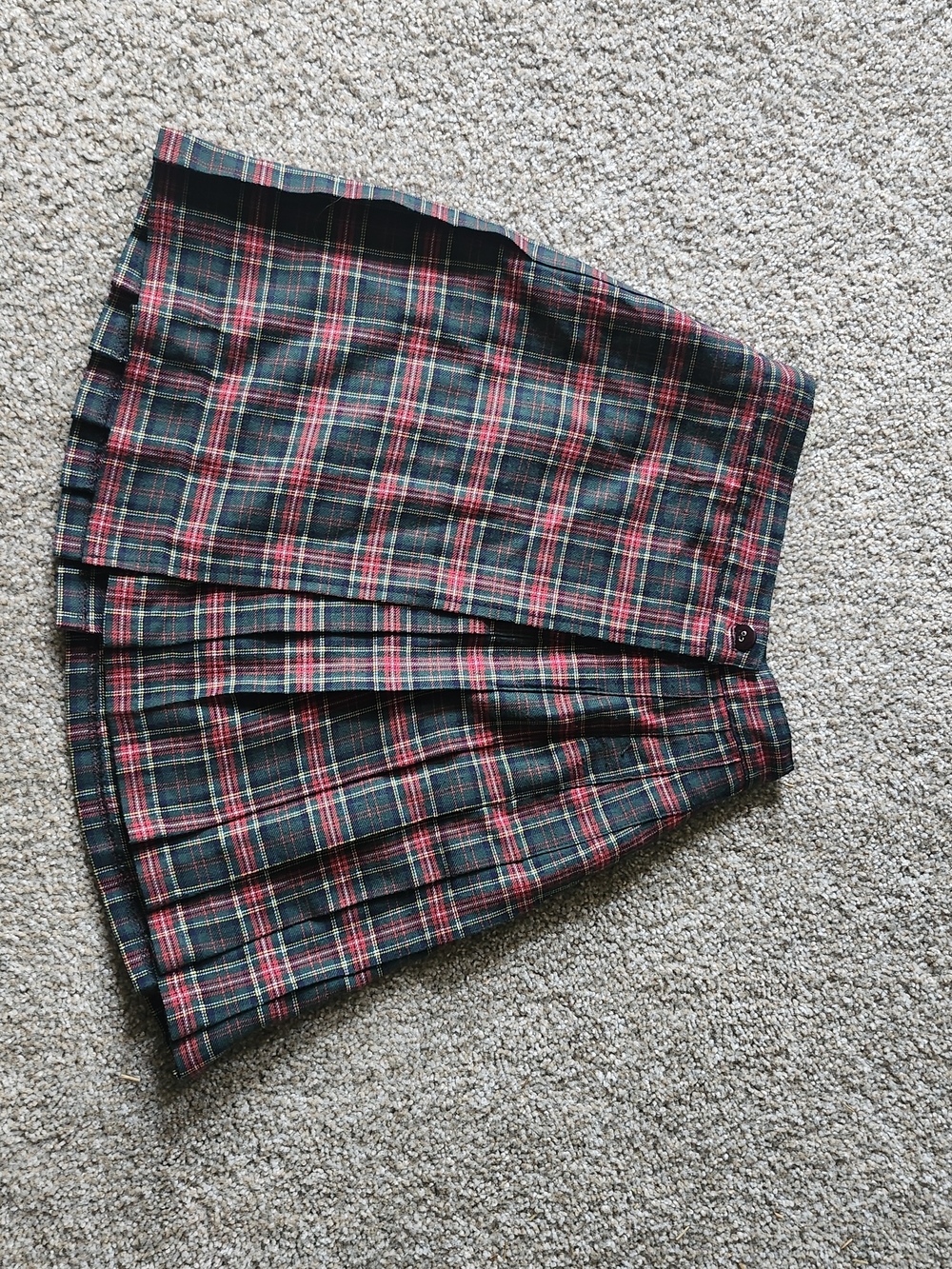 Classic Pleated Tartan Mini Skirt - Green & Red